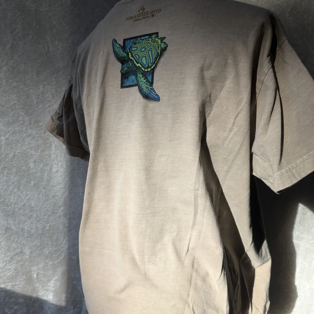 VTG Turtle Tee Hawaii Crazy Shirt Kona Coffee Dyed Combed Cotton - Picture 7 of 7